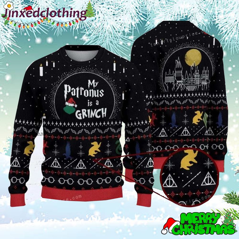 My Patronus Is A Grinch Christmas Sweater Christmas Ugly Sweater Party 